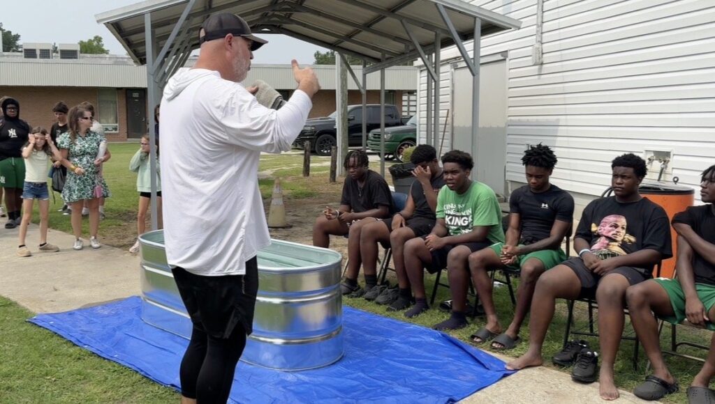 Ten North Lenoir Football Players Baptized After Practice