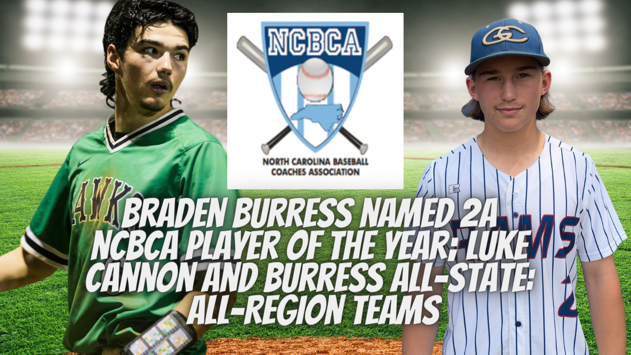 Braden Burress Named 2A NCBCA Player of the Year; Luke Cannon and Burress selected to All-state; All-Region teams