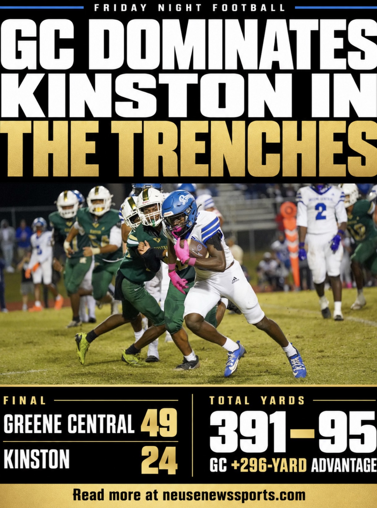 Greene Central defeats Kinston 49-24