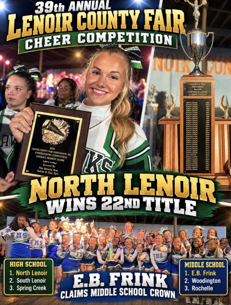 North Lenoir 22nd Lenoir County Fair cheer championship article graphic