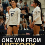Jones Senior volleyball team featured on a One Win From History cover ahead of its first home playoff match against Oxford Prep.