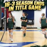 Ambleside Prep JV volleyball players during the 2026 championship match against Lee Park Prep, with 16–3 season ends in title game headline