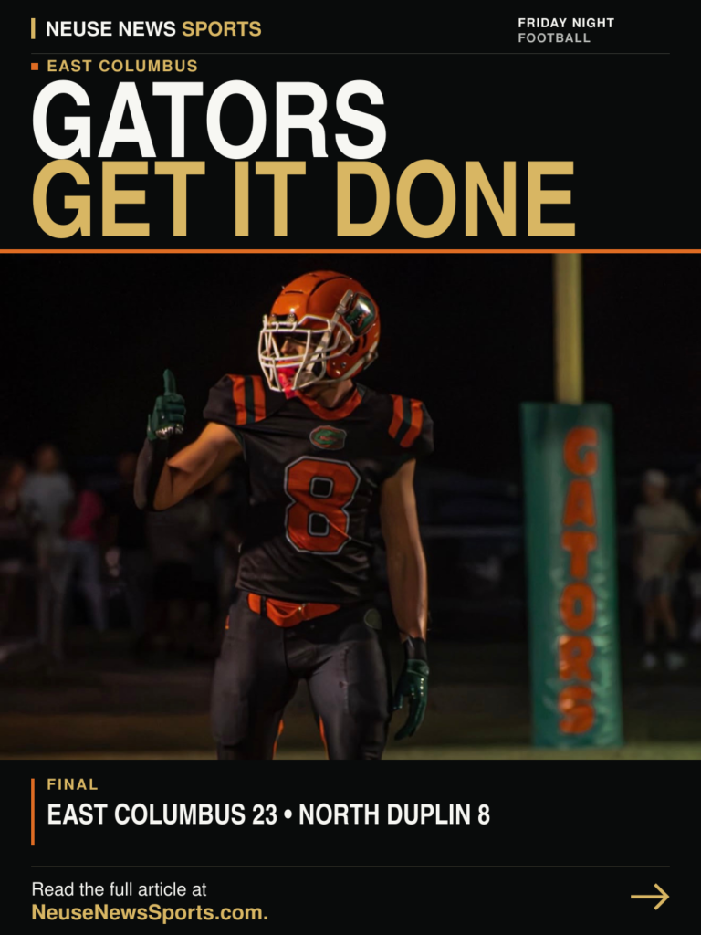 East Columbus Gators football title graphic reading “Gators Get It Done.”