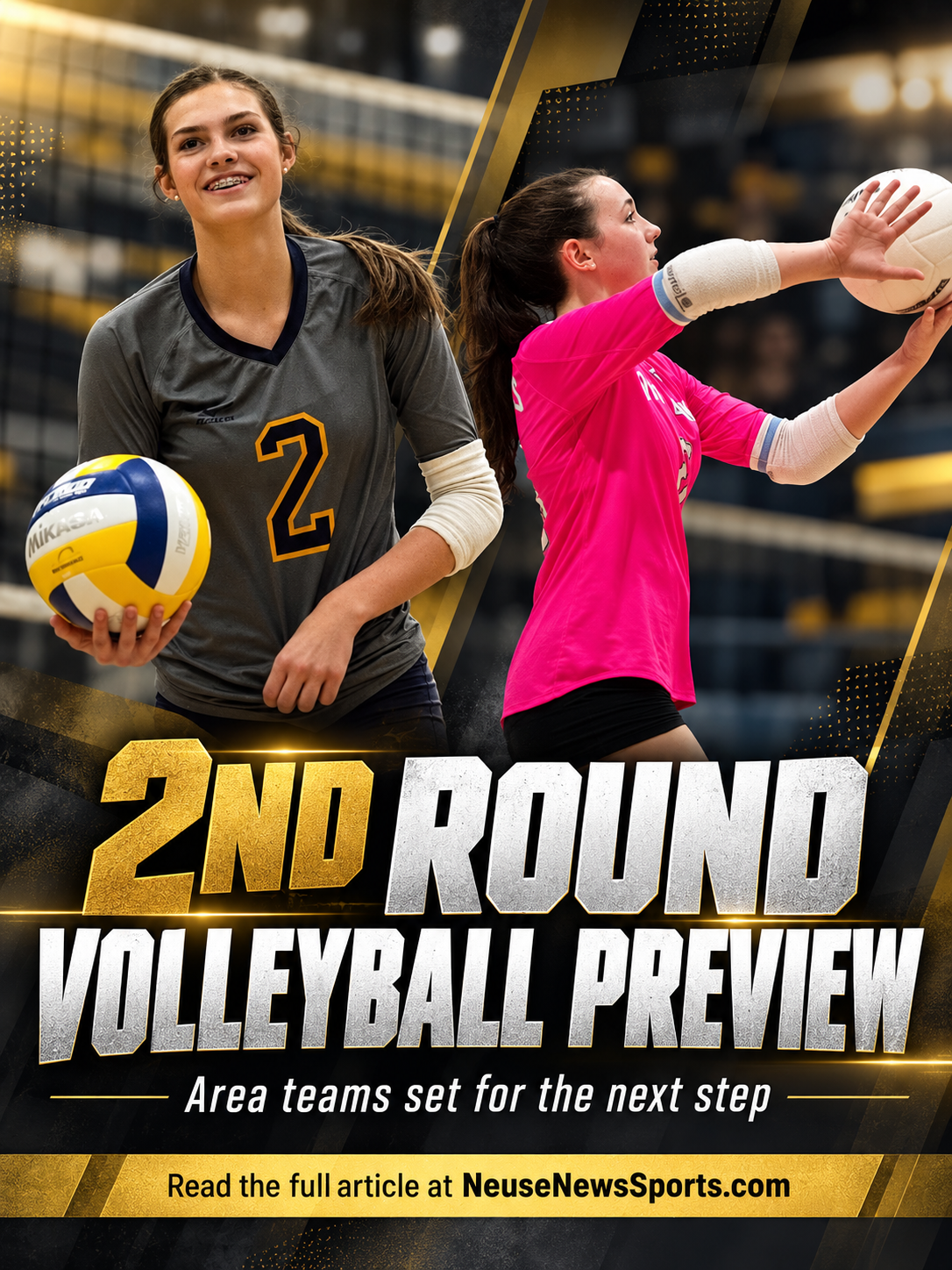2026 second-round volleyball playoff preview featuring players from Goldsboro and South Lenoir