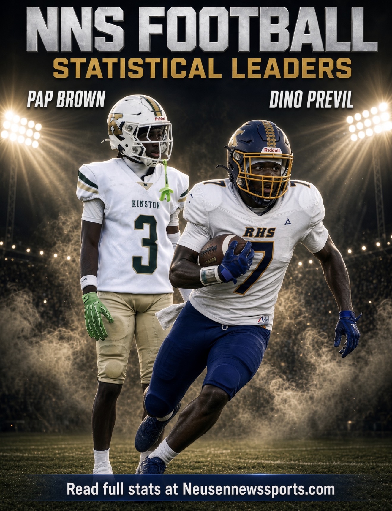 Neuse News Sports football statistical leaders graphic, October 13, 2026
