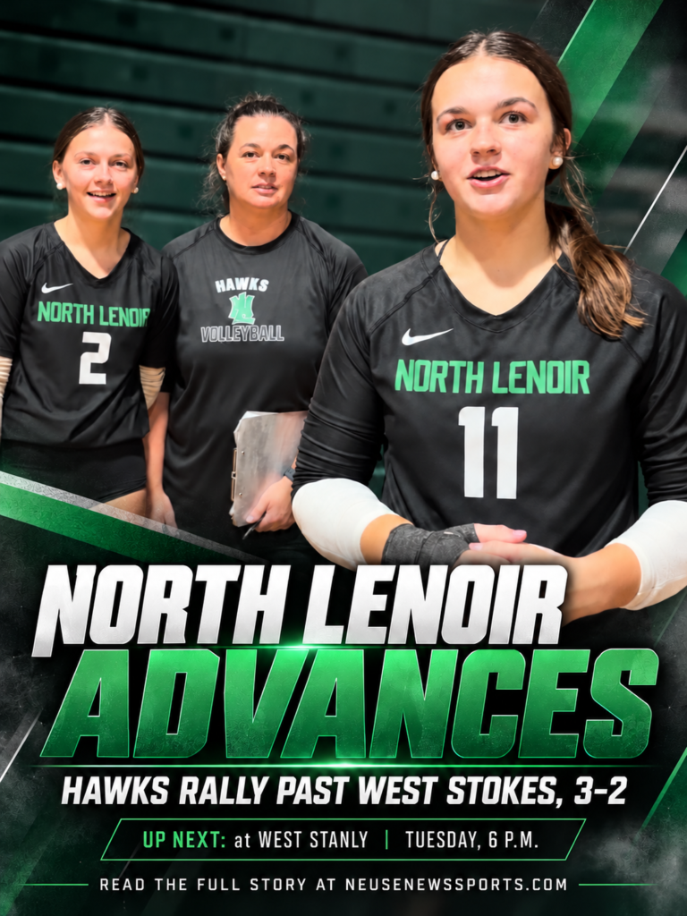 North Lenoir volleyball advances after a five-set playoff win over West Stokes, with its next match against West Stanly on Tuesday at 6 p.m.