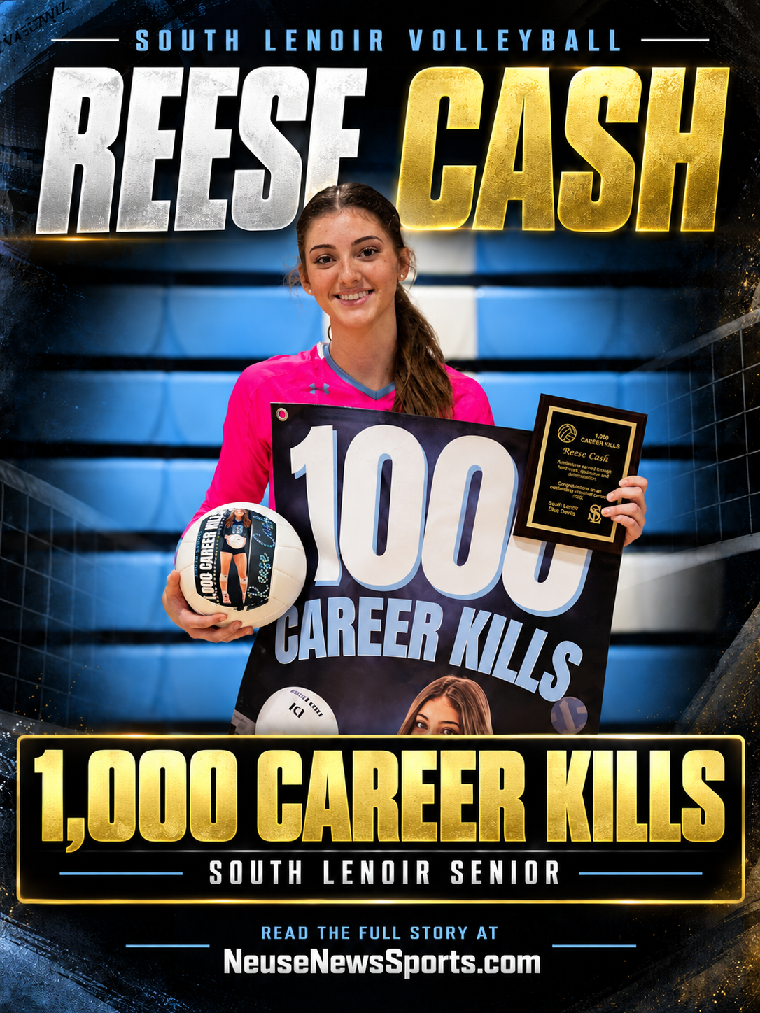 South Lenoir senior Reese Cash celebrates surpassing 1,000 career kills